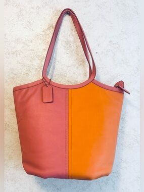 Coach Bea Tote Colorblock Pink & Orange with Dust Bag No_L2078-C2594